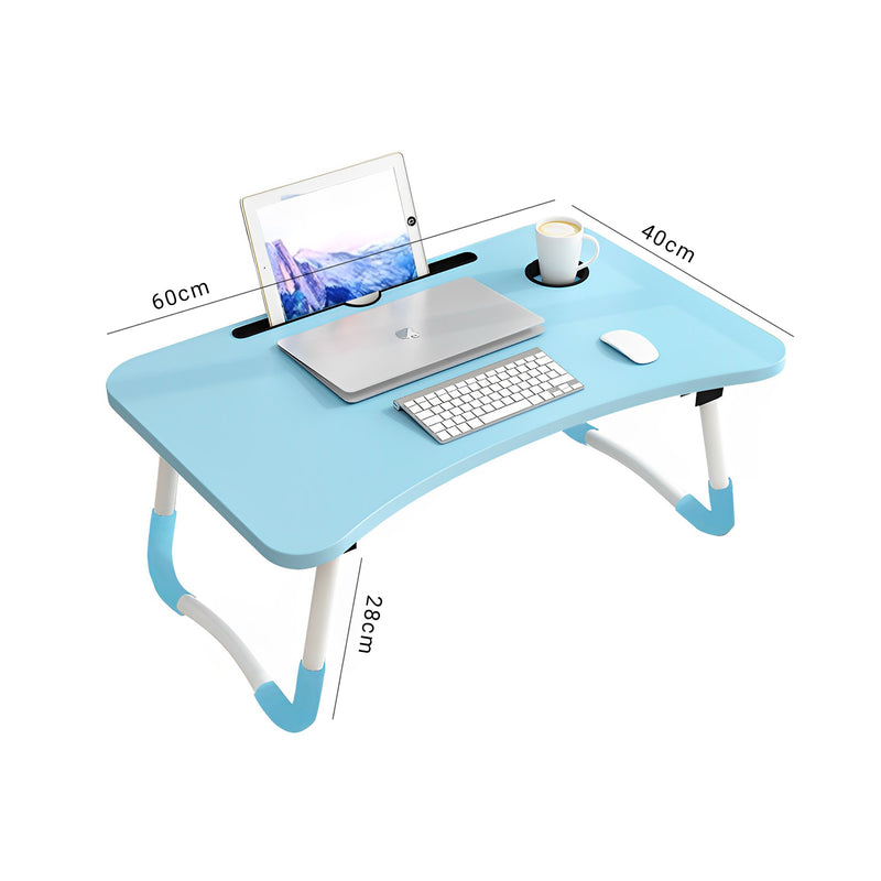 2X Blue Foldable Portable Bed Table Adjustable Laptop Desk With Cup Holder