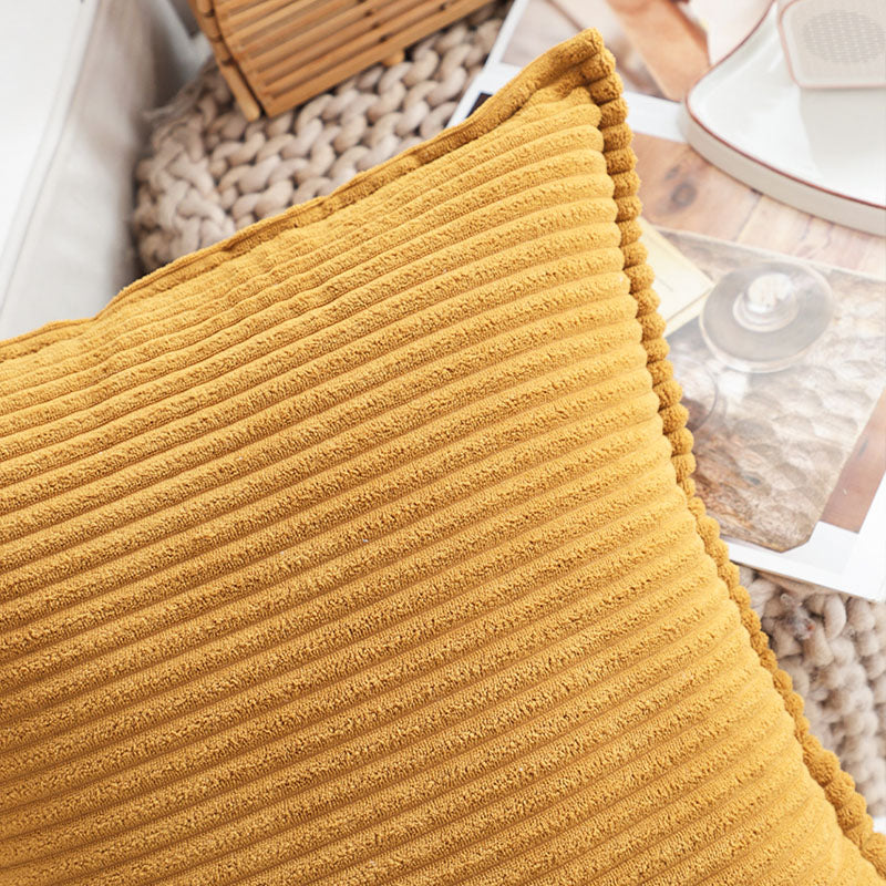 2X Velvet Throw Pillow 45cm Mustard Soft Plush Indoor Outdoor Decorative Cushion