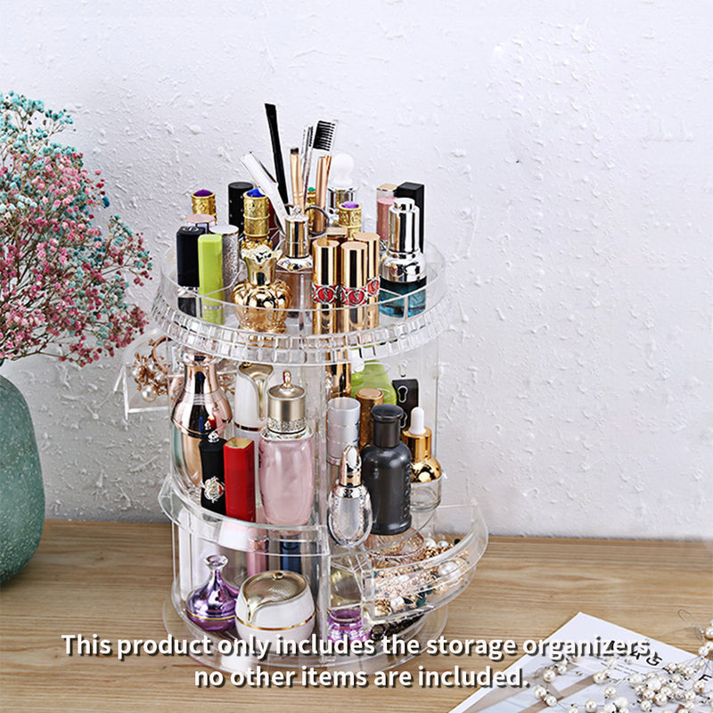 2X 360 Degree Rotating Makeup Organiser Plastic Holder Stand Transparent