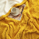 Yellow White Throw Blanket 200x230cm Chenille Fleece Suede Two-Sided Design