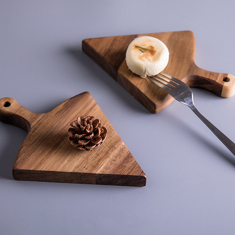 2X 6 Pc Acacia Wood Round Pizza Serving Boards 42cm Brown