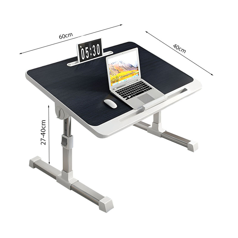 Small Black Adjustable Foldable Laptop Desk 60x40cm Bed Table with iPad Slot