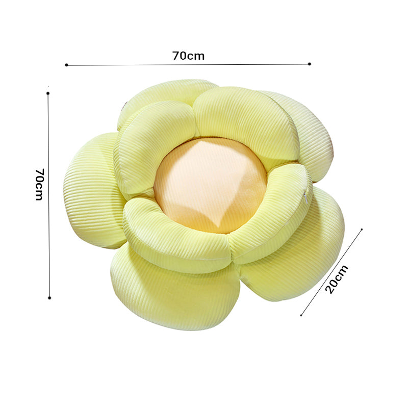 Green Double Flower Plush Floor Cushion 70cm Bedside Soft Pillow Home Decor
