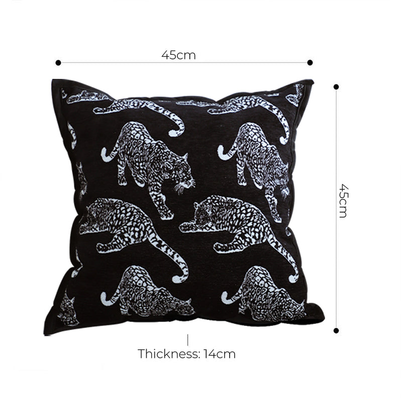 2X Polyester Fleece Throw Pillows Square 45X45X14Cm Thick Cat Design Black