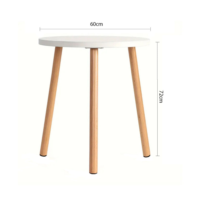 White 60x72cm Small Side Coffee Table Modern Wood Legs Living Room Balcony Decor