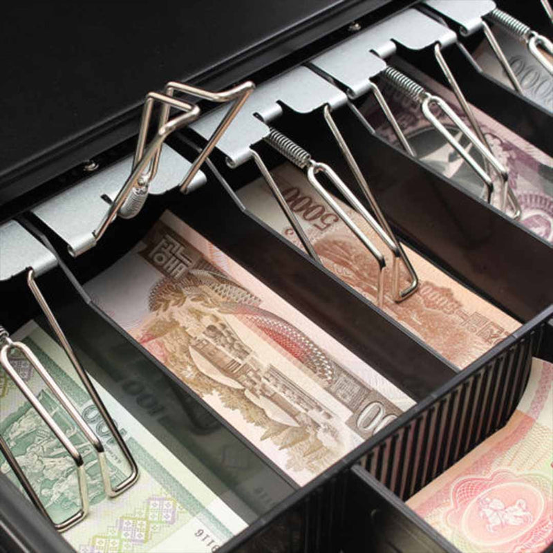 Black Heavy Duty Cash Drawer 4 Bills 8 Coins 3 Lock Options Steel POS 410