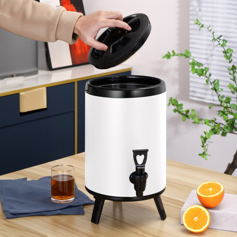 4X 10L Stainless Steel Insulated Milk Tea Beverage Dispenser With Faucet White