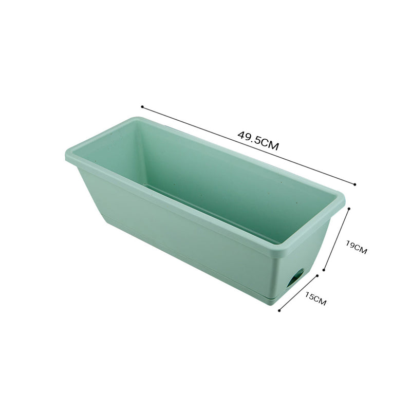 Green Rectangular Planter Set of 3 Plastic 49.5cm with Holder for Garden Balcony