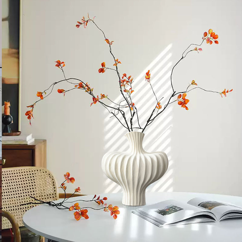 Large Ceramic Handmade Vase 28X30cm Matte White Countertop Porch Home Decor