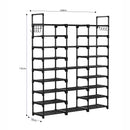 21-Tier Shoe Storage Rack Space-Saving Organizer Black with Handle 128cm