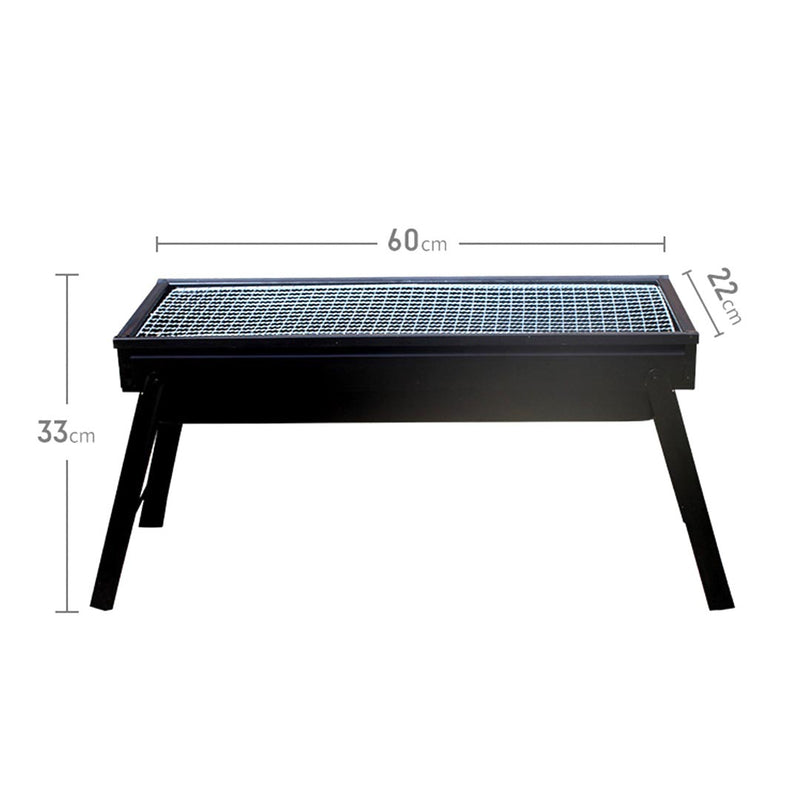 2X 60cm Portable Folding Stainless Steel Charcoal Grill Box Black Camping