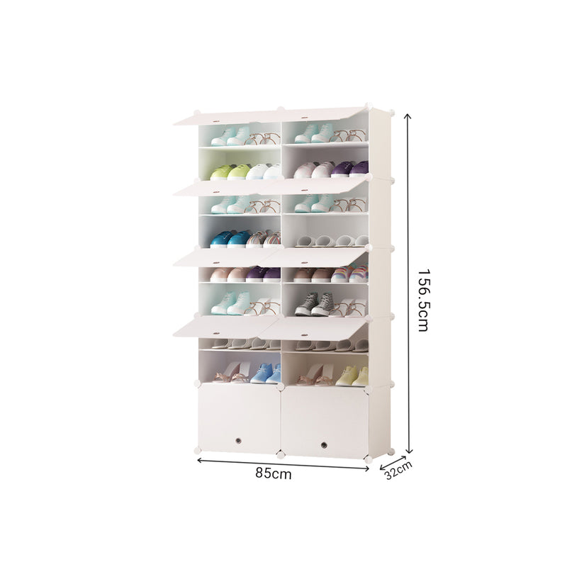 9 Tier 2 Column Polypropylene Shoe Rack Organizer White 85x32x156cm