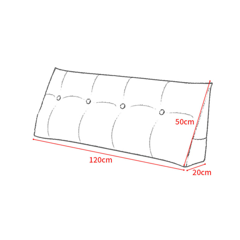 2X 120cm Rose Red Triangle Wedge Backrest Pillow Polyester PP Tufted Pocket