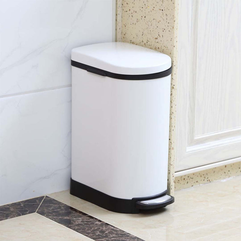 Foot Pedal Stainless Steel Trash Bin 10L Powder Coated Removable Inner White