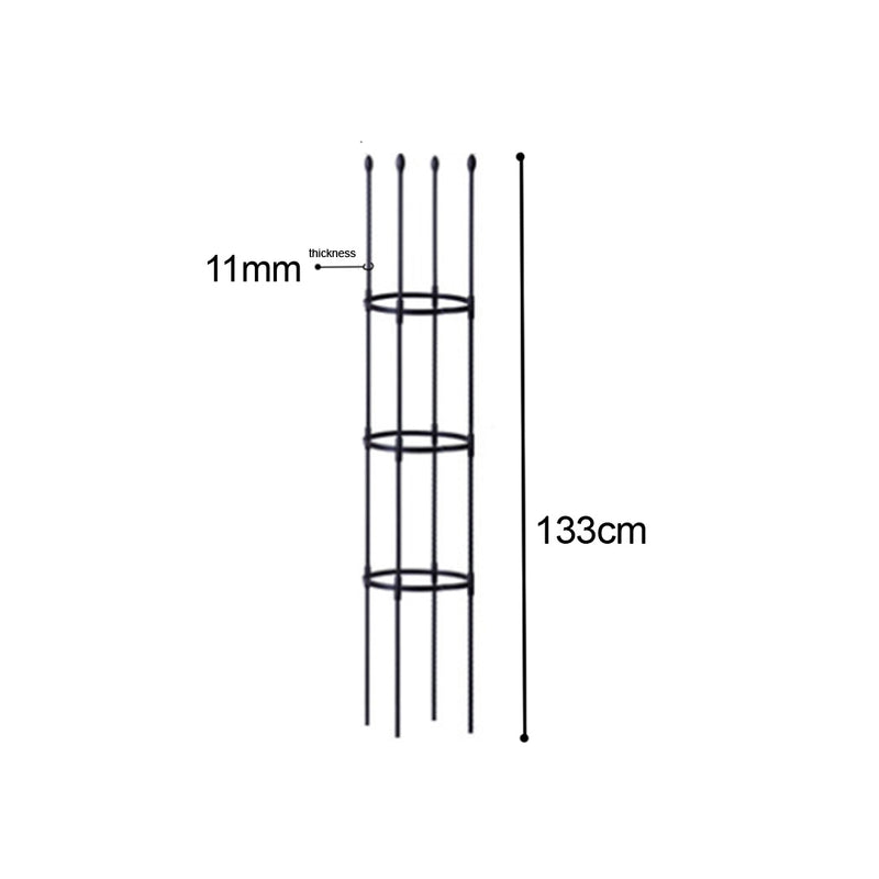 133cm 4 Bar Steel Plant Trellis Frame Stand Black Adjustable Rings Vine Support