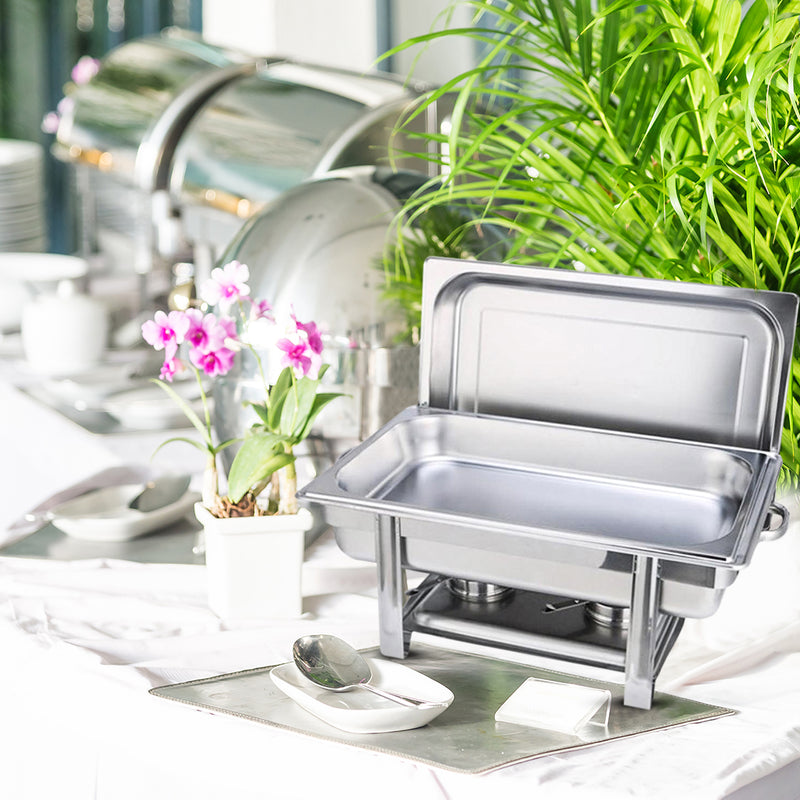 2X 9L Stainless Steel Single Tray Chafing Dish Buffet Warmer Stackable