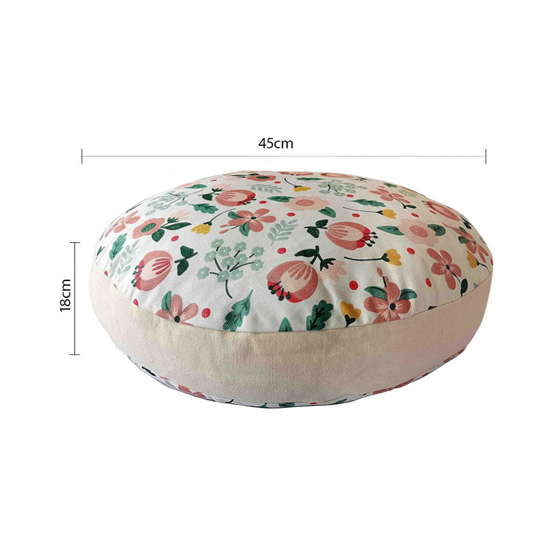 2X Floor Pouf Cushion Polyester Cotton 45x45x18cm EPP Particle Insert Multicolor