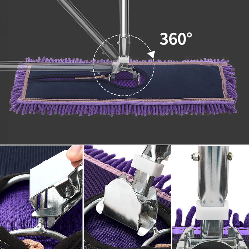 3X Microfiber Flat Mop Cloth Covers 90x22cm Purple Stainless Steel Pvc