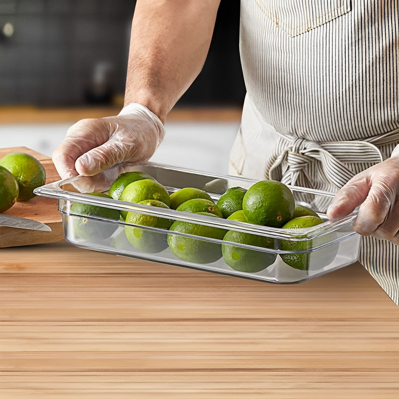 Clear Polycarbonate GN 65mm Food Tray Set of 4 Dishwasher Safe Commercial Use