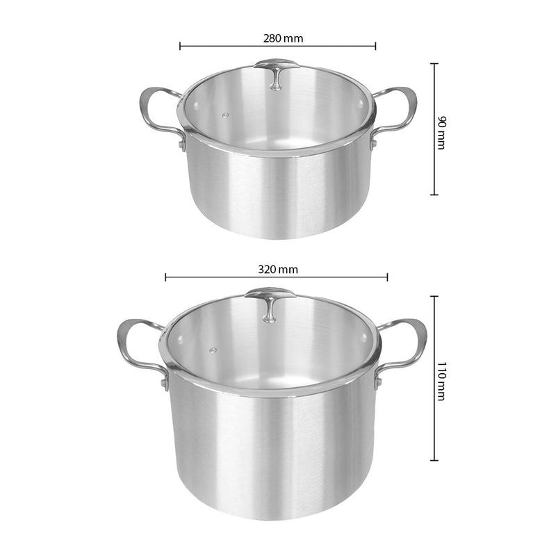 Stainless Steel Casserole With Lid 28cm 32cm Induction Cookware 2X Set
