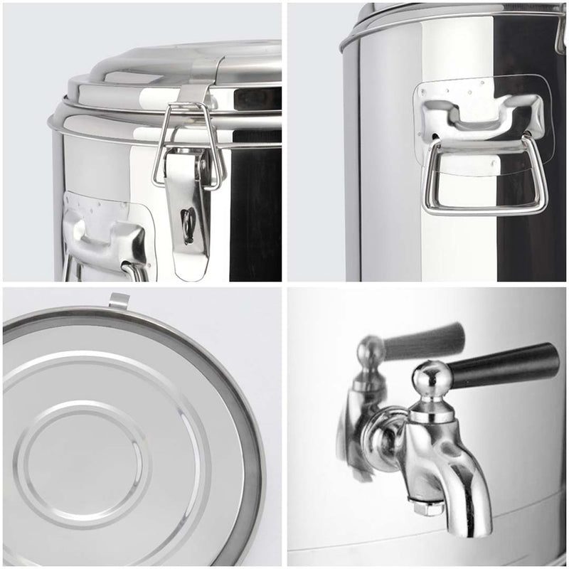 35L Stainless Steel Insulated Stock Pot Dispenser With Tap And Handles