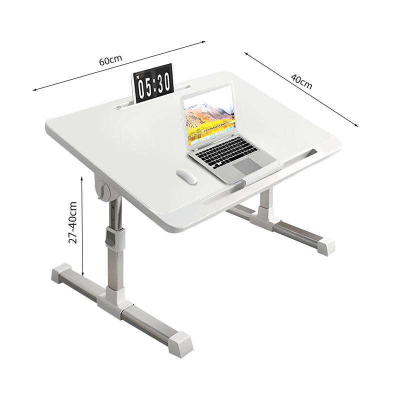 Laptop Bed Table Portable Foldable Aluminum 60X40cm Adjustable White