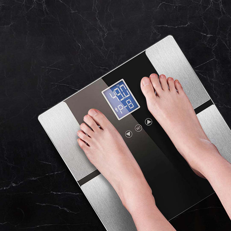 Digital LCD Bathroom Body Fat Scale 180kg Blue High Precision Sensor 8 Users