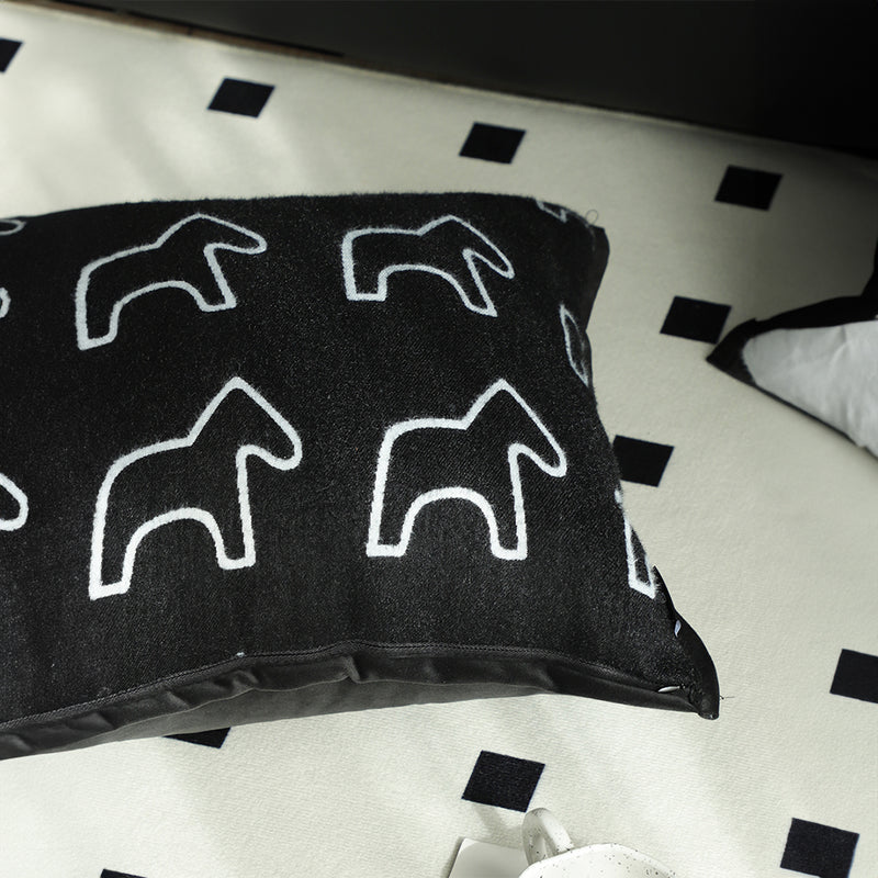Plush Teddy Fleece Square Throw Pillow 45X45X14Cm Pony Design Black