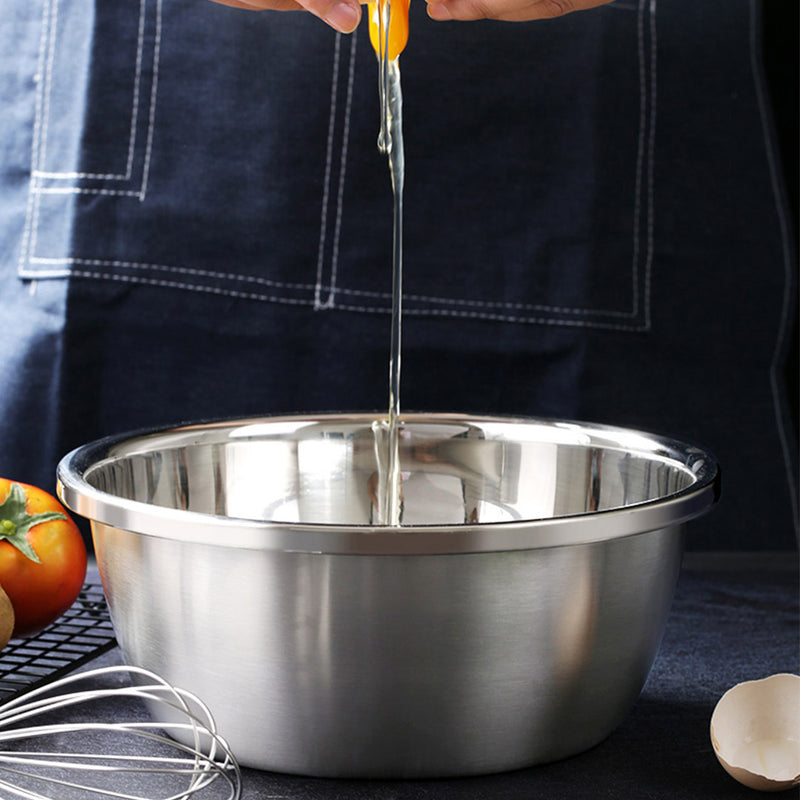 3Pcs Stainless Steel Mixing Bowls Set Stackable Deep Silver Baking Cooking