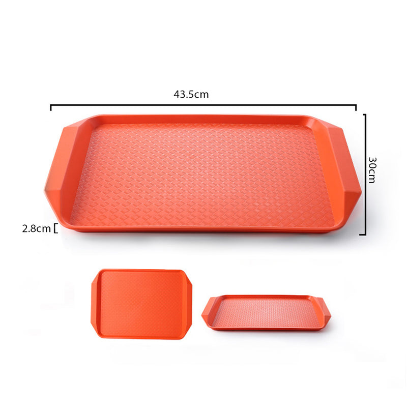 Rectangular PVC Serving Tray Set of 5 Orange Stackable Waterproof 43.5cm