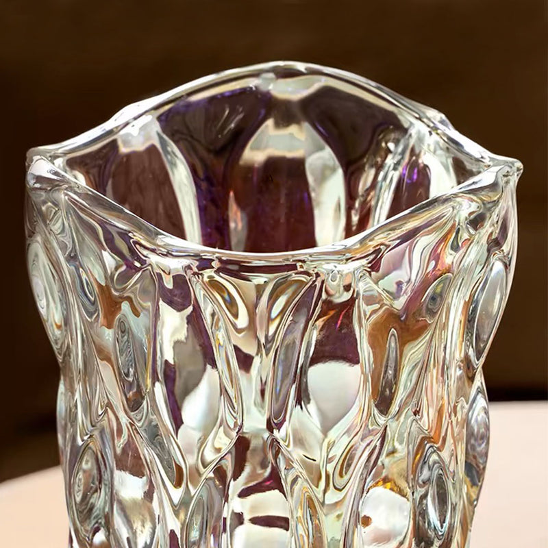 29.8cm Golden Amber Glass Crystal Vase Thick Durable Modern Home Decor