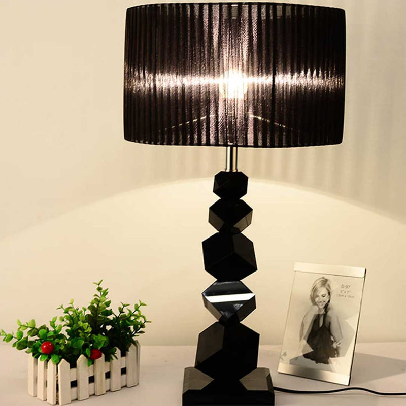 4X 55cm Black Metal And Fabric Table Lamp Drum Shade Small