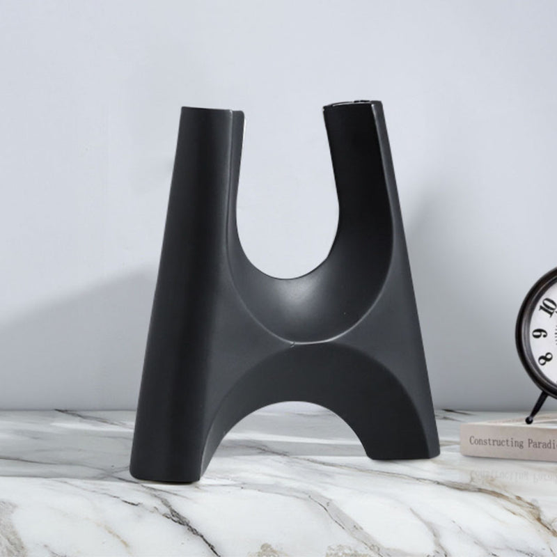 42x39cm Ceramic Bottle Holder Plant Pot Stand Black Modern Minimalist Ornament