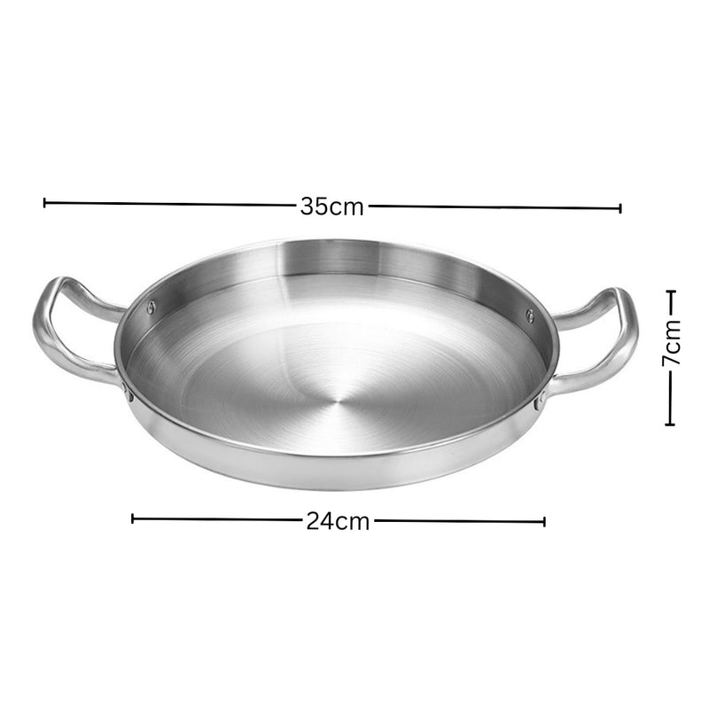 24cm Stainless Steel Dry Pot Silver Ergonomic Handles Even Heat Distribution