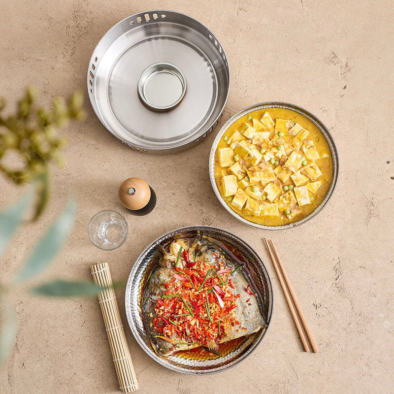 28cm Stainless Steel Dry Pot Hammered Texture Gold Durable Kitchen Essential