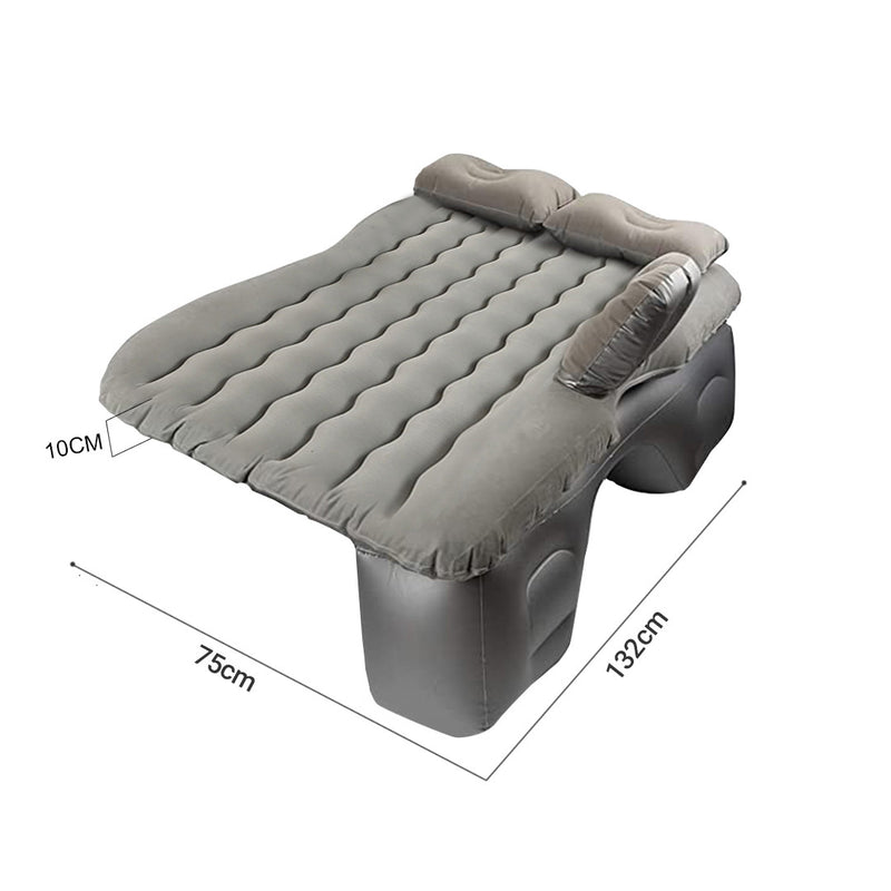 Inflatable Car Mattress Pvc 132x75x10cm Grey Pump Pillows Travel Camping
