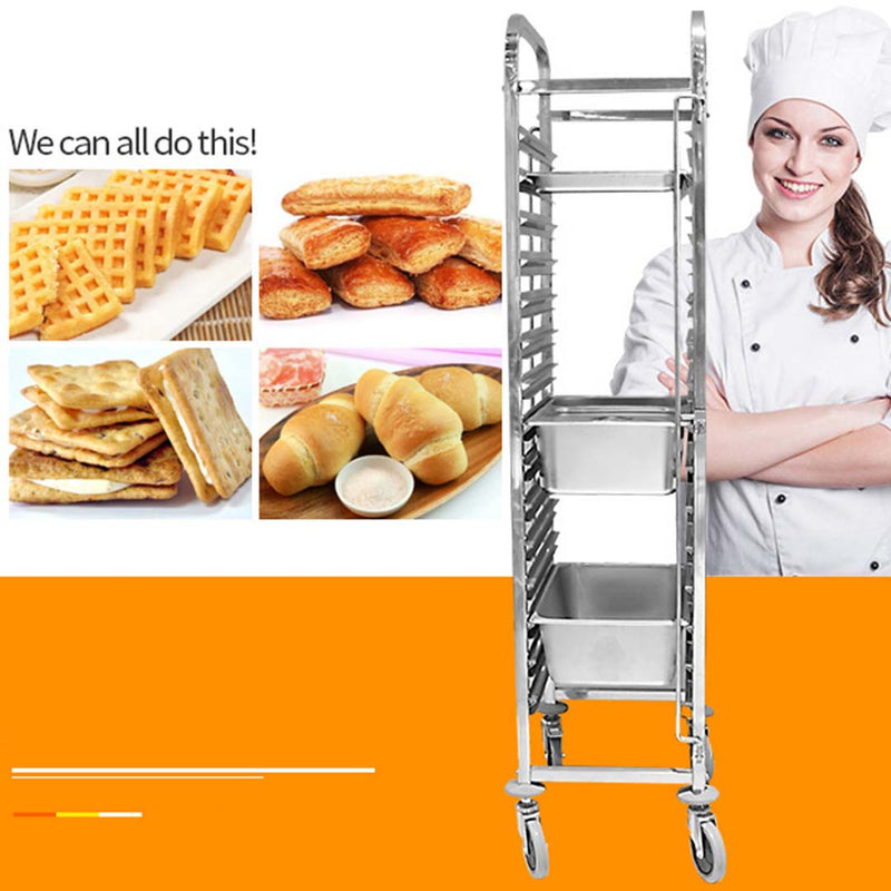 16 Tier Stainless Steel Gastronorm Trolley Fits GN 1/1 Pans 380x550x1735mm