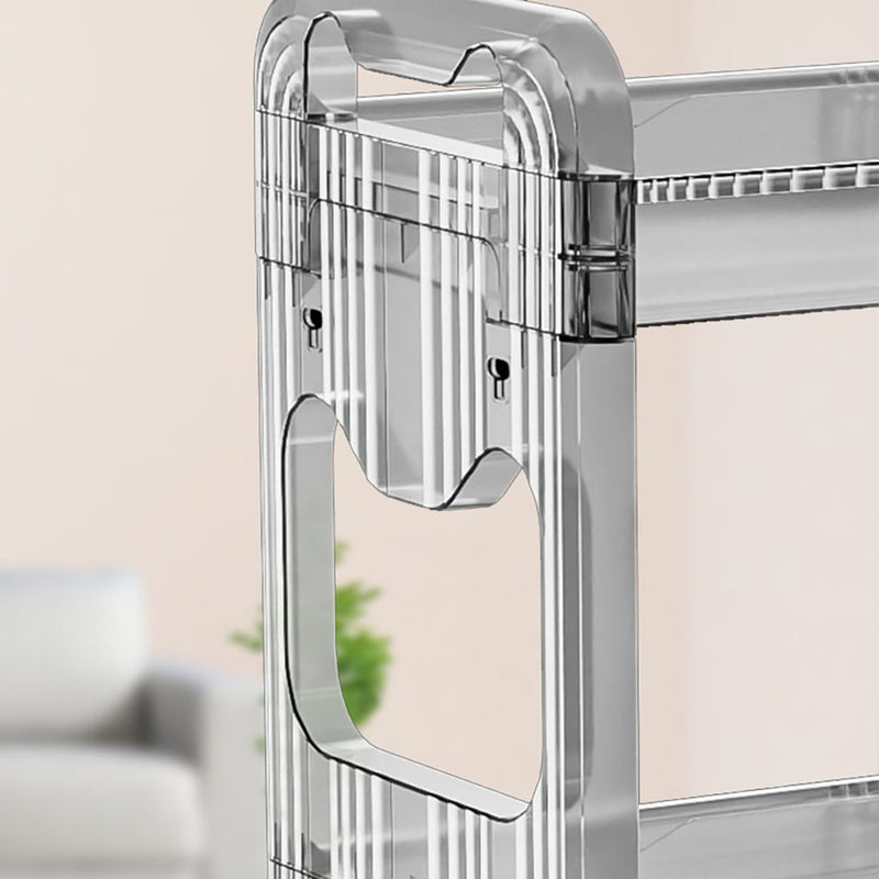 2X Clear 4 Tier Plastic Bookshelf Cosmetic Storage Trolley Rack 38x24x90cm