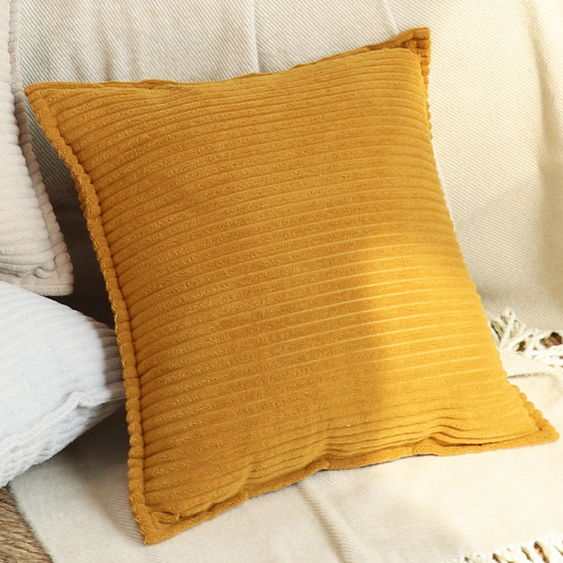 50cm Throw Pillow Velvet Plush 50x50x18cm Mustard Indoor Outdoor