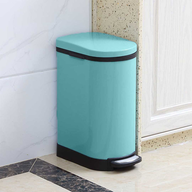 2X 10L Blue Stainless Steel Foot Pedal Trash Bin With Soft Close Lid