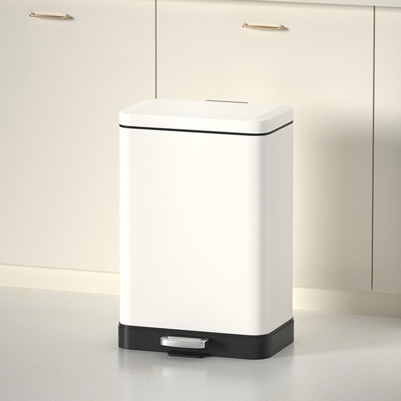 Rectangular Stainless Steel Pedal Bin 12L White Soft Close Removable Liner