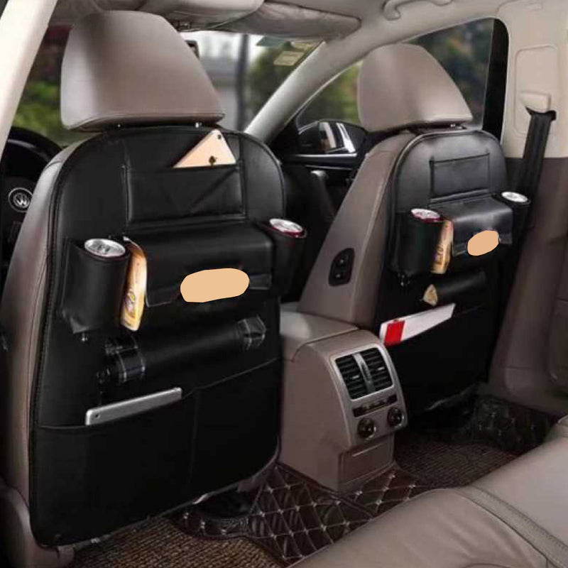 PVC Leather Car Back Seat Storage Organizer Multi-Pocket iPad Holder Black