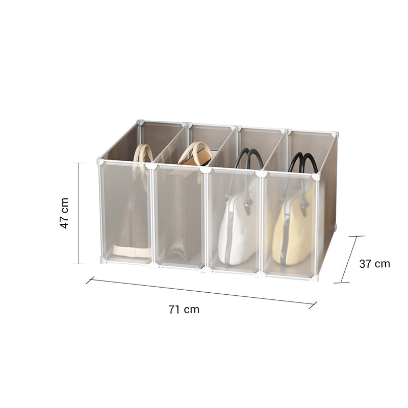 1 Tier Polypropylene Cubby Organizer Foldable Portable 71x47x37 Cm Transparent