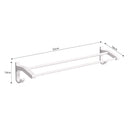 Wall Mounted White Double Pole Towel Holder Aluminum Bathroom Organizer 52cm