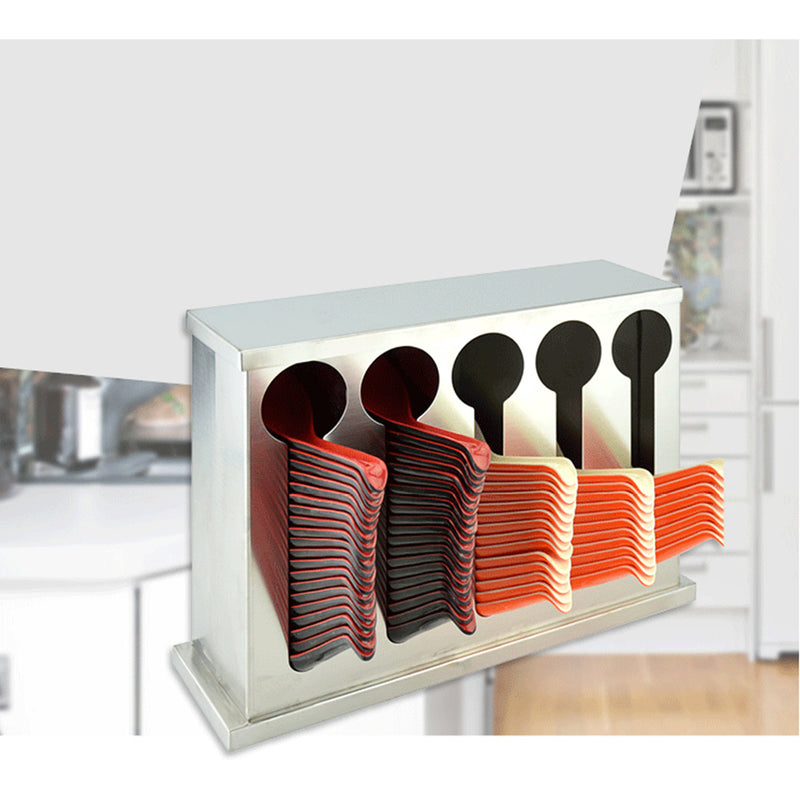 Stainless Steel Utensil Holder 5 Holes Buffet Rack with Drain Hole Design