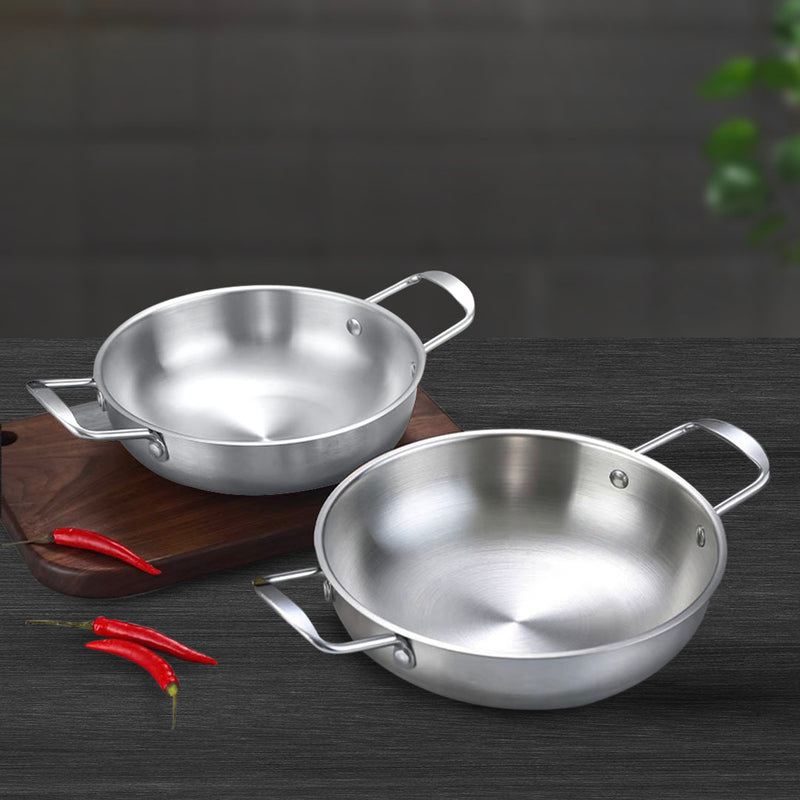 18cm Stainless Steel Stockpot Silver Nesting Design Gold Handles Dishwasher Safe
