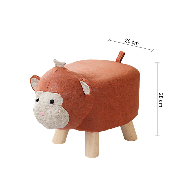 Red Children Bench Monkey Character Ottoman Stool Soft Small Comfy Seat Decor