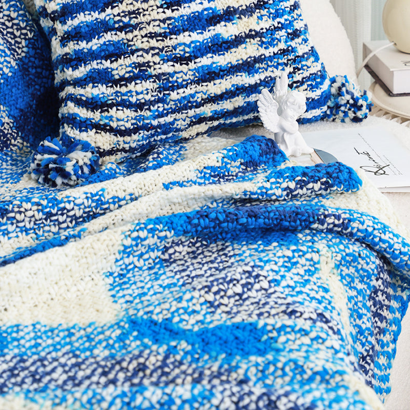 90x200cm Polyester Throw Blanket Deep Sea Blue Gradient Dyed Plush Cozy