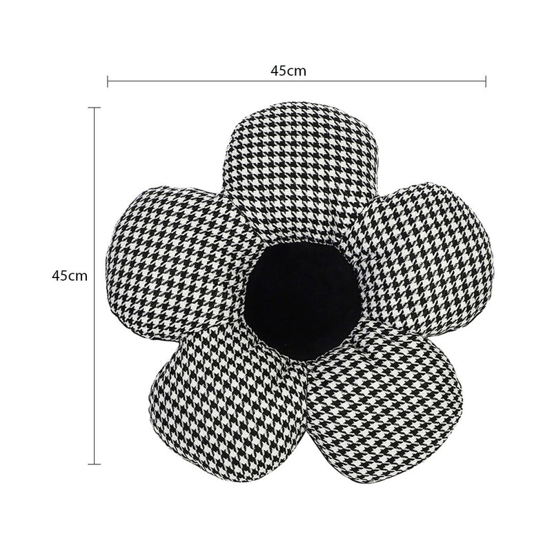 2X Black Flower Seat Cushion 45cm Polypropylene Cotton Fabric Non Slip