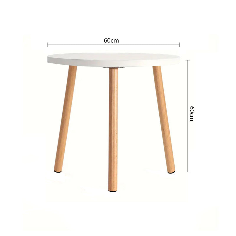 White 60x60cm Small Side Coffee Table Walnut Wood Modern Living Room Decor